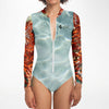 zip av - Combi surf manches longues MITI caraco Gorgones II Couleurs Lagon