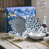Couleurs Lagon - Service et Bols en Porcelaine Céramique Japonaise Bleu Floral Antique - service 16 pcs