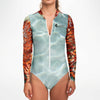 zip av - Combi surf manches longues MITI caraco Gorgones II Couleurs Lagon