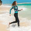 course dans l'eau coté droit - Combinaison Intégrale Lycra Rashguard Manche Longue UPF50 AQUA BLUE - Couleurs Lagon