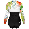 dos 3d - Combi surf manches longues MITI caraco Hibiscus Couleurs Lagon