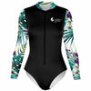 av 3d - Combi surf manches longues MITI caraco Blanc Hibiscus Couleurs Lagon