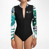 zip avant - Combi surf manches longues MITI caraco Orchidees Couleurs Lagon