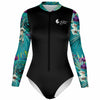 av 3d - Combi surf manches longues MITI caraco Orchidees Turquoise II Couleurs Lagon