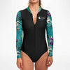 zip av - Combi surf manches longues MITI caraco Orchidees Turquoise II Couleurs Lagon