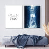 composition banc salon - Toile impression d'art bleu océan blanc beige apnée dauphin requin - Couleurs Lagon