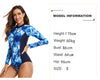 mensurations du modele - Combi Surf Manche Longue Push-Up TieDye BLEU MARINE