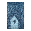 requin et banc de poisson - Toile impression d'art bleu océan blanc beige apnée dauphin requin - Couleurs Lagon