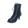 fond blanc av Gauche - Cristal Rhapsody – Bottines de danse Latin & Jazz en suède & cristal Talon 7 cm - Couleurs Lagon
