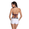 dos - Ensemble tankini patchwork blanc – shorty floral & haut licou élégance plage - Couleurs Lagon