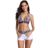 avant - Ensemble tankini patchwork blanc – shorty floral & haut licou élégance plage - Couleurs Lagon
