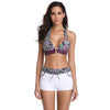 avant - Ensemble tankini patchwork blanc – shorty floral & haut licou élégance plage - Couleurs Lagon