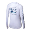 Blanc Marlin - Couleurs Lagon - Chemise de Pêche Respirante Lycra Manches Longues UV50+ PELAGIC Capuche Femmes