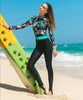avant gauche - Combinaison Intégrale Lycra Rashguard Manche Longue UPF50 AQUA BLUE - Couleurs Lagon