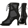 arriere et profil - Chaussures de Danse Latine Noires à Talons Hauts – Modèle LUNA - Couleurs Lagon