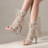 blanche - Chaussures de Danse Latine à Talons Hauts – Modèle LUNA II Strass Styletto Noir - Couleurs Lagon