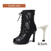 sem nubuck 8.5 styletto noir - Chaussures de Danse Latine à Talons Hauts – Modèle LUNA II Noir Rouge - Couleurs Lagon