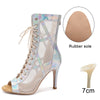 argent PU 7 styletto - Chaussures de Danse Latine à Talons Hauts – Modèle LUNA II Brillant Outdoor - Couleurs Lagon