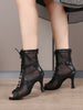 cote gauche - Chaussures de Danse Latine Noires à Talons Hauts – Modèle LUNA - Couleurs Lagon