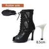 sem PU 8.5cm styletto noir - Chaussures de Danse Latine à Talons Hauts – Modèle LUNA II Noir Rouge - Couleurs Lagon