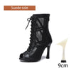 sem nubuck 9cm cubain noir - Chaussures de Danse Latine à Talons Hauts – Modèle LUNA II Noir Rouge - Couleurs Lagon