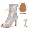 argent nubuck 7 styletto - Chaussures de Danse Latine à Talons Hauts – Modèle LUNA II Brillant Outdoor - Couleurs Lagon