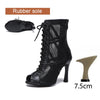 sem PU 7.5cm cubain noir - Chaussures de Danse Latine à Talons Hauts – Modèle LUNA II Noir Rouge - Couleurs Lagon