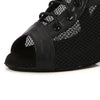 detail pointe avant - Chaussures de Danse Latine Noires à Talons Hauts – Modèle LUNA - Couleurs Lagon