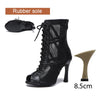 sem PU 8.5cm cubain noir - Chaussures de Danse Latine à Talons Hauts – Modèle LUNA II Noir Rouge - Couleurs Lagon