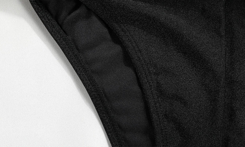 détail couture culotte noir - Couleurs Lagon - Monokini Sexy Dos Nu et Bretelles Ajustable Unicolor BLACKBIRD
