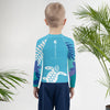 dos palmier - Lycra Manche Longue UPF50 Enfant 2-7 Bleu Ciel - Couleurs Lagon