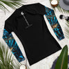 dos a plat - Lycra Compression Homme UV50+ NOIR Manchette Benitier Bleu - Couleurs Lagon