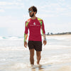 Couleurs Lagon - Lycra Rashguard Homme UV50+ CARMIN FLORALE HIBISCUS II