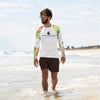 Couleurs Lagon - Lycra Rashguard Homme UV50+ BLANC FLORALE HIBISCUS II