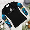 avant a plat - Lycra Compression Homme UV50+ NOIR Manchette Benitier Bleu 2 - Couleurs Lagon