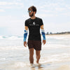 plage avant - Lycra Compression Homme UV50+ NOIR Manchette Ocean - Couleurs Lagon