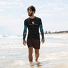 avant plage - Lycra Compression Homme UV50+ NOIR Manchette Benitier Bleu - Couleurs Lagon