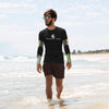 avant plage - Lycra Compression Homme UV50+ NOIR Manchette Hibiscus - Couleurs Lagon