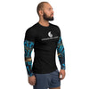 av D - Lycra Compression Homme UV50+ NOIR Manchette Benitier Bleu - Couleurs Lagon
