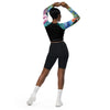 dos et shorty - Crop Top Lycra Femme Manche Longue Recyclé SPF50 Bleu Marine Meduse - Couleurs Lagon