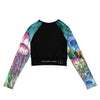 dos a plat - Crop Top Lycra Femme Manche Longue Recyclé SPF50 Bleu Marine Meduse - Couleurs Lagon