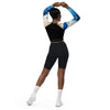 dos et shorty - Crop Top Lycra Femme Manche Longue Recyclé SPF50 Marron Bleu Marine - Couleurs Lagon