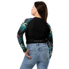 dos & jean - Crop Top Lycra Femme Manche Longue Recyclé SPF50 Noir Floral Libellule - Couleurs Lagon
