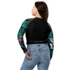 dos et jean - Crop Top Lycra Femme Manche Longue Recyclé SPF50 Noir Floral Libellule 2 - Couleurs Lagon