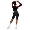 dos et shorty - Crop Top Lycra Femme Manche Longue Recyclé SPF50 Gorgone Rouge 2 - Couleurs Lagon