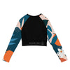 dos à plat - Crop Top Lycra Femme Manche Longue Recyclé SPF50 Florale Frangipanier - Couleurs Lagon