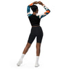 dos en shorty - Crop Top Lycra Femme Manche Longue Recyclé SPF50 Florale Frangipanier - Couleurs Lagon