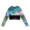 dos a plat - Lycra MITI Crop Top Femme Caraco Recyclé UV50 Bleu Marine Meduse - Couleurs Lagon