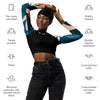 caracteristiques - Crop Top Lycra Femme Manche Longue Recyclé SPF50 Florale Frangipanier - Couleurs Lagon