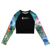 avant à plat - Crop Top Lycra Femme Manche Longue Recyclé SPF50 Bleu Marine Meduse - Couleurs Lagon